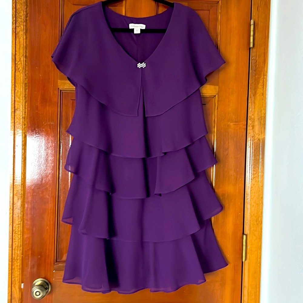Coldwater Creek 14P Purple Special Occasion Ruffle Dress